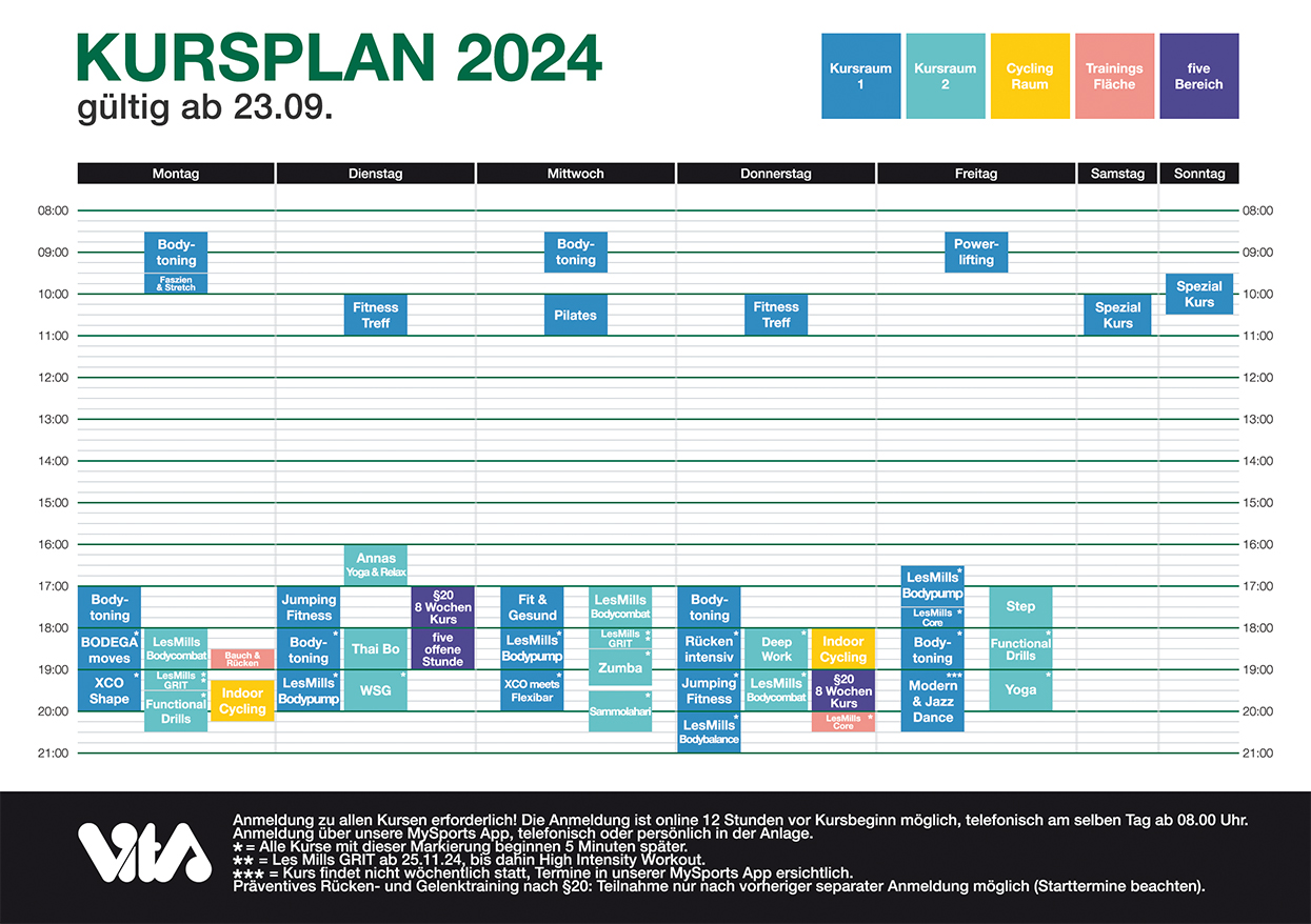 Vita Sports Club | Kurse | Kursplan Vita Sports Club | Kurse | Kursplan